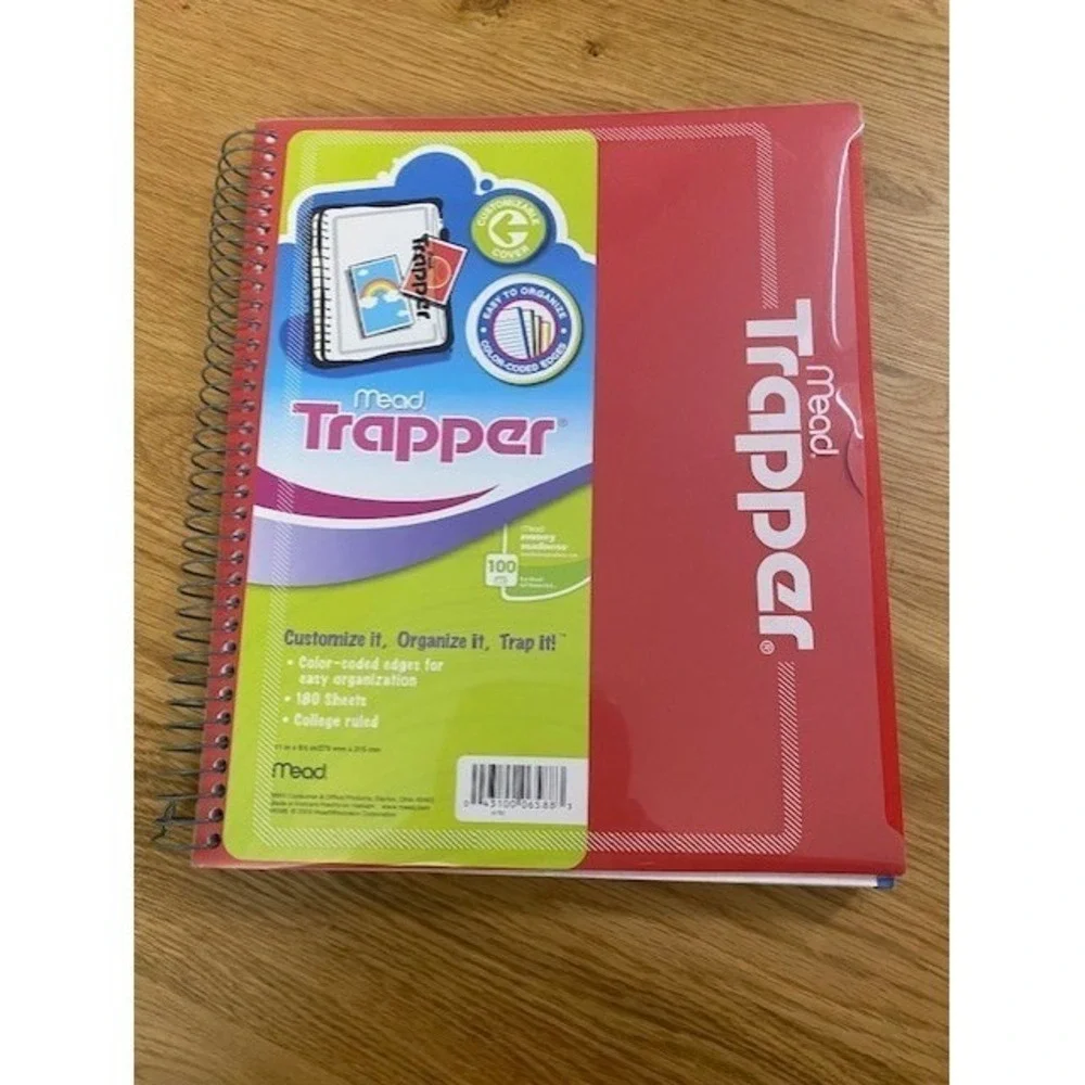 Mead Trapper Notebook Unisex 11x8.5 Red New Vintage 2010 College Ruled 160ct